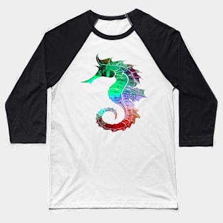 Crazy Seahorse with a Cosmic Tie-Dye Look Baseball T-Shirt